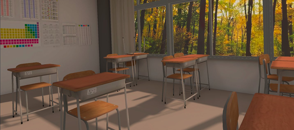 Screen shot of a VR classroom