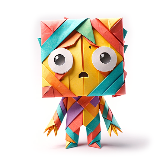 image of a lost character made from origami